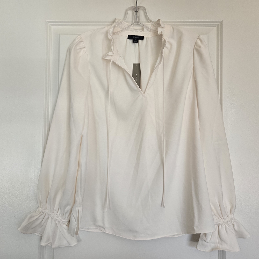 J. Crew Cream Ruffle Blouse